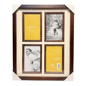 Gallery Wood Collage Photo Frame 11x14 4 Photo Slots Dark Brown